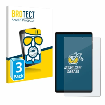 Parte frontal de un envase de producto con el logotipo de la marca BROTECT. Al lado se muestra el dispositivo Alldocube iPlay 