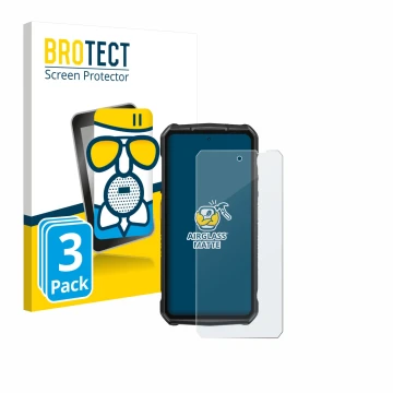 Parte frontal de un envase de producto con el logotipo de la marca BROTECT. Al lado se muestra el dispositivo Ulefone Armor 29