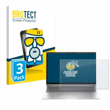 Parte frontal de un envase de producto con el logotipo de la marca BROTECT. Al lado se muestra el dispositivo HP EliteBook 6 G