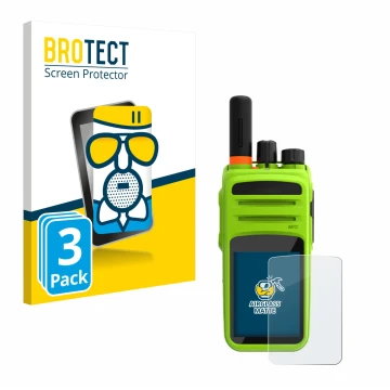 Parte frontal de un envase de producto con el logotipo de la marca BROTECT. Al lado se muestra el dispositivo Talkpod N58 Plus