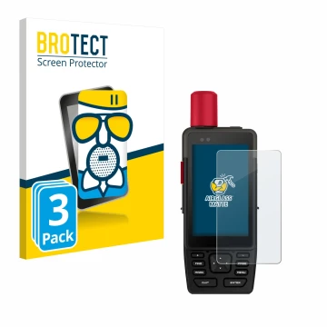 Parte frontal de un envase de producto con el logotipo de la marca BROTECT. Al lado se muestra el dispositivo Garmin GPSMAP H1