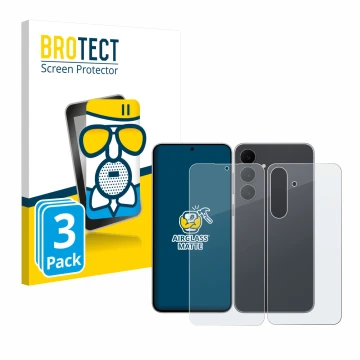 Parte frontal de un envase de producto con el logotipo de la marca BROTECT. Al lado se muestra el dispositivo Samsung Galaxy S