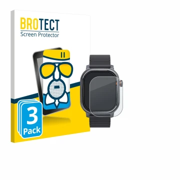 Parte frontal de un envase de producto con el logotipo de la marca BROTECT. Al lado se muestra el dispositivo Kospet Pulse con