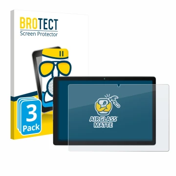 Parte frontal de un envase de producto con el logotipo de la marca BROTECT. Al lado se muestra el dispositivo Yicty MB1001 10.