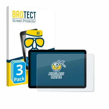 Parte frontal de un envase de producto con el logotipo de la marca BROTECT. Al lado se muestra el dispositivo Tabwee T80 10.1