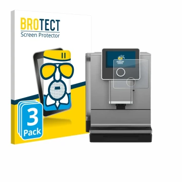 Parte frontal de un envase de producto con el logotipo de la marca BROTECT. Al lado se muestra el dispositivo Nivona NICR 970 