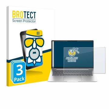 Parte frontal de un envase de producto con el logotipo de la marca BROTECT. Al lado se muestra el dispositivo HP EliteBook 655