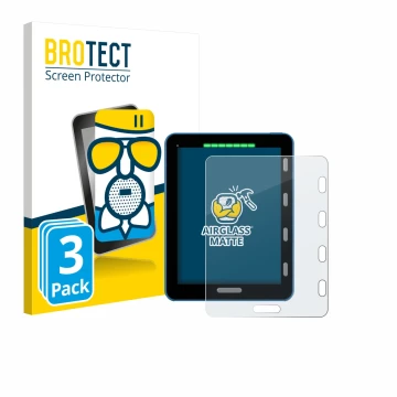 Parte frontal de un envase de producto con el logotipo de la marca BROTECT. Al lado se muestra el dispositivo Vakaros Atlas 2 