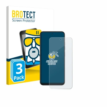 Parte frontal de un envase de producto con el logotipo de la marca BROTECT. Al lado se muestra el dispositivo Infinix Smart 10