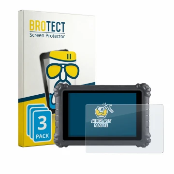 Parte frontal de un envase de producto con el logotipo de la marca BROTECT. Al lado se muestra el dispositivo Autel MaxiSys MS
