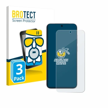 Parte frontal de un envase de producto con el logotipo de la marca BROTECT. Al lado se muestra el dispositivo Vivo X300 con su