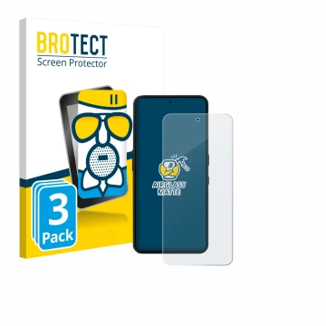 Parte frontal de un envase de producto con el logotipo de la marca BROTECT. Al lado se muestra el dispositivo Nothing Phone (3