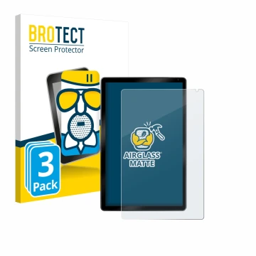 Parte frontal de un envase de producto con el logotipo de la marca BROTECT. Al lado se muestra el dispositivo Yicty C108 10.1
