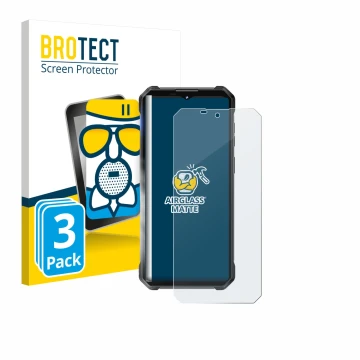 Parte frontal de un envase de producto con el logotipo de la marca BROTECT. Al lado se muestra el dispositivo Oukitel WP53 Pro