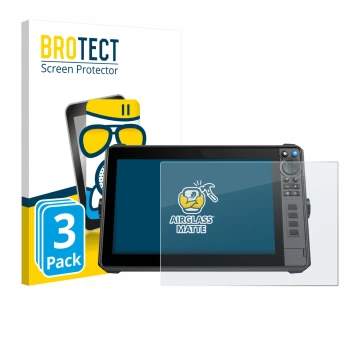Parte frontal de un envase de producto con el logotipo de la marca BROTECT. Al lado se muestra el dispositivo Lowrance HDS-12 