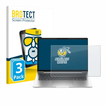 Parte frontal de un envase de producto con el logotipo de la marca BROTECT. Al lado se muestra el dispositivo HP ProBook 4 G1a