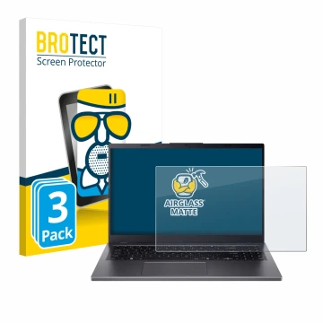 Parte frontal de un envase de producto con el logotipo de la marca BROTECT. Al lado se muestra el dispositivo Acer Aspire 15 A