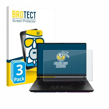 Parte frontal de un envase de producto con el logotipo de la marca BROTECT. Al lado se muestra el dispositivo ASUS ROG Strix S