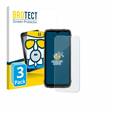 Parte frontal de un envase de producto con el logotipo de la marca BROTECT. Al lado se muestra el dispositivo Blackview Fort 1