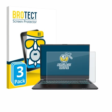 Parte frontal de un envase de producto con el logotipo de la marca BROTECT. Al lado se muestra el dispositivo Gigabyte G6 2023