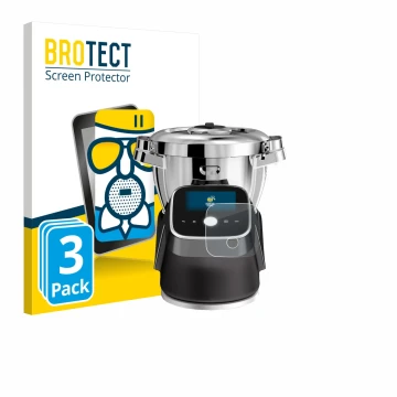 Parte frontal de un envase de producto con el logotipo de la marca BROTECT. Al lado se muestra el dispositivo Moulinex i-Compa