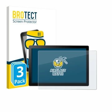 Parte frontal de un envase de producto con el logotipo de la marca BROTECT. Al lado se muestra el dispositivo Wacom Cintiq 16 