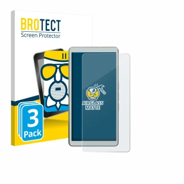 Parte frontal de un envase de producto con el logotipo de la marca BROTECT. Al lado se muestra el dispositivo Viwoods AiPaper 