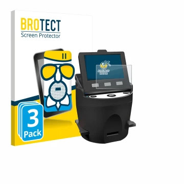 Parte frontal de un envase de producto con el logotipo de la marca BROTECT. Al lado se muestra el dispositivo Kodak SCANZA con
