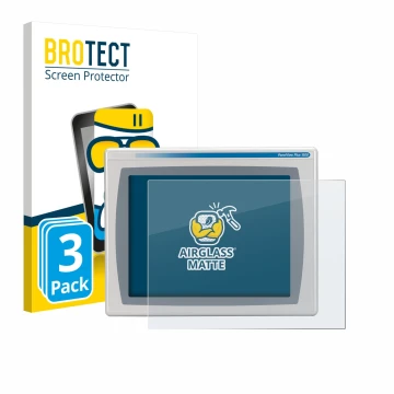 Parte frontal de un envase de producto con el logotipo de la marca BROTECT. Al lado se muestra el dispositivo Allen Bradly HMI