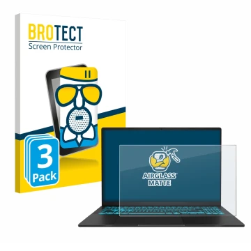 Parte frontal de un envase de producto con el logotipo de la marca BROTECT. Al lado se muestra el dispositivo ASUS V16 V3607 c