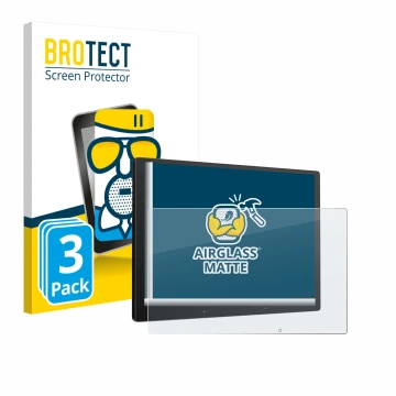 Parte frontal de un envase de producto con el logotipo de la marca BROTECT. Al lado se muestra el dispositivo Atoto X10 10