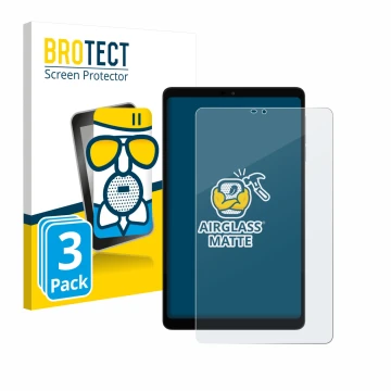 Parte frontal de un envase de producto con el logotipo de la marca BROTECT. Al lado se muestra el dispositivo Alldocube iPlay 