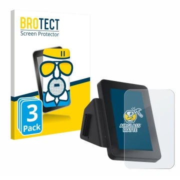 Parte frontal de un envase de producto con el logotipo de la marca BROTECT. Al lado se muestra el dispositivo Anycubic Kobra 3