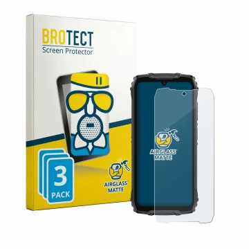 Parte frontal de un envase de producto con el logotipo de la marca BROTECT. Al lado se muestra el dispositivo Ulefone RugKing 