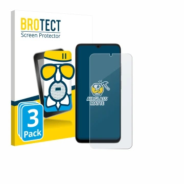 Parte frontal de un envase de producto con el logotipo de la marca BROTECT. Al lado se muestra el dispositivo Doogee Note 56X 