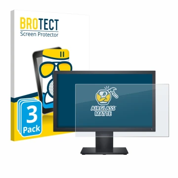 Parte frontal de un envase de producto con el logotipo de la marca BROTECT. Al lado se muestra el dispositivo Dell E1920H con 
