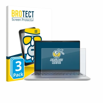 Parte frontal de un envase de producto con el logotipo de la marca BROTECT. Al lado se muestra el dispositivo HP EliteBook 8 G