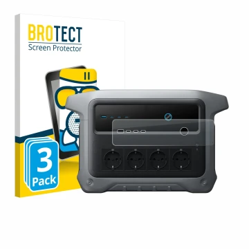 Parte frontal de un envase de producto con el logotipo de la marca BROTECT. Al lado se muestra el dispositivo Anker SOLIX C100