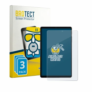 Parte frontal de un envase de producto con el logotipo de la marca BROTECT. Al lado se muestra el dispositivo Alldocube iPlay 