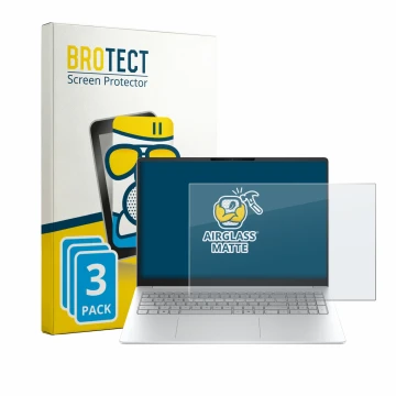 Parte frontal de un envase de producto con el logotipo de la marca BROTECT. Al lado se muestra el dispositivo HP OmniBook 3 16
