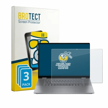 Parte frontal de un envase de producto con el logotipo de la marca BROTECT. Al lado se muestra el dispositivo HP OmniBook X Fl