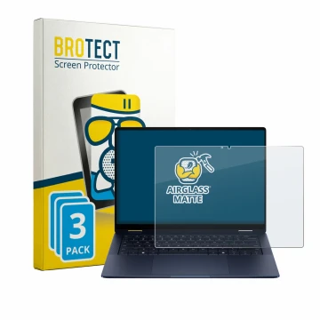 Parte frontal de un envase de producto con el logotipo de la marca BROTECT. Al lado se muestra el dispositivo HP EliteBook X F
