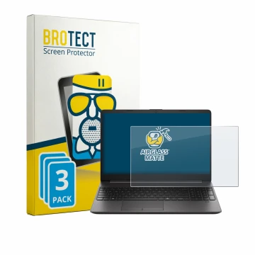 Parte frontal de un envase de producto con el logotipo de la marca BROTECT. Al lado se muestra el dispositivo HP EliteBook 250