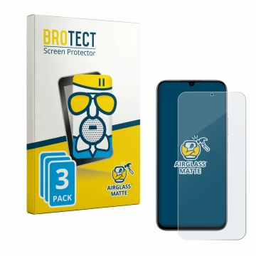 Parte frontal de un envase de producto con el logotipo de la marca BROTECT. Al lado se muestra el dispositivo realme C100 4G c