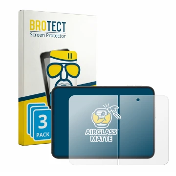 Parte frontal de un envase de producto con el logotipo de la marca BROTECT. Al lado se muestra el dispositivo Apple iPhone Duo