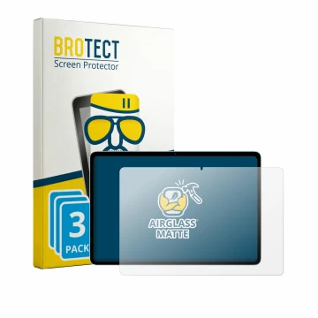 Parte frontal de un envase de producto con el logotipo de la marca BROTECT. Al lado se muestra el dispositivo Teclast P35 con 