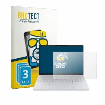 Parte frontal de un envase de producto con el logotipo de la marca BROTECT. Al lado se muestra el dispositivo Lenovo Googleboo