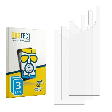 Parte frontal de un envase de producto con el logotipo de la marca BROTECT. Al lado está el protector de pantalla correspondie