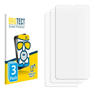 Parte frontal de un envase de producto con el logotipo de la marca BROTECT. Al lado está el protector de pantalla correspondie