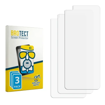 Parte frontal de un envase de producto con el logotipo de la marca BROTECT. Al lado está el protector de pantalla correspondie